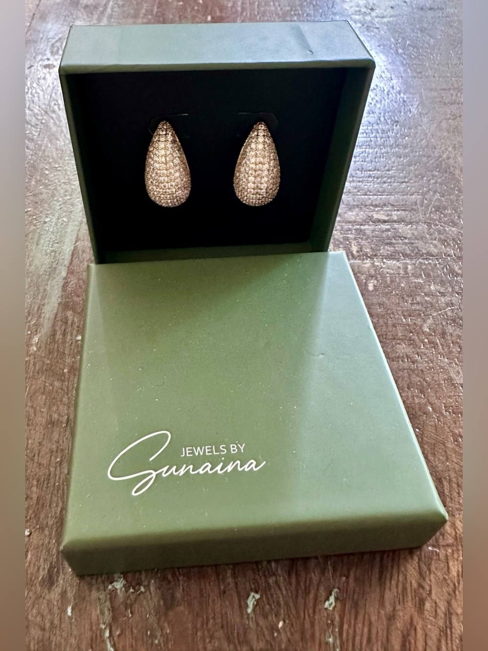 Jewels by Sunaina Pave Teardrop Earrings in Silver Crystal